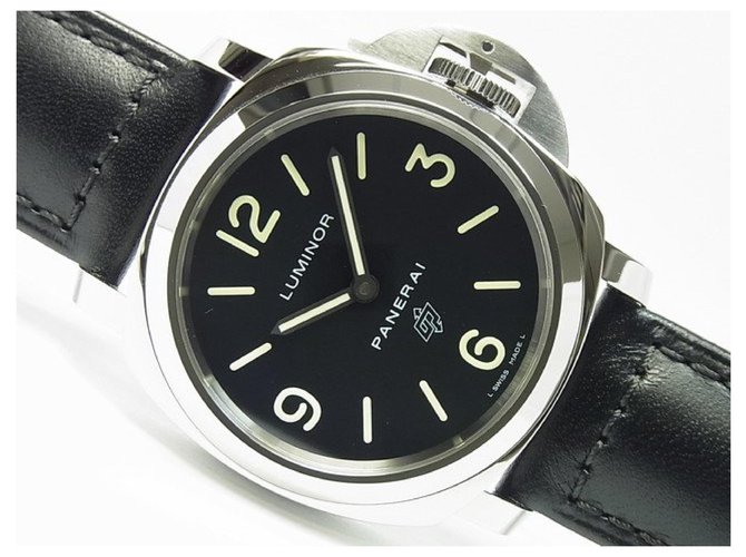 PANERAI Luminor Base logo Acciaio PAM01000 Mens Black Steel ref